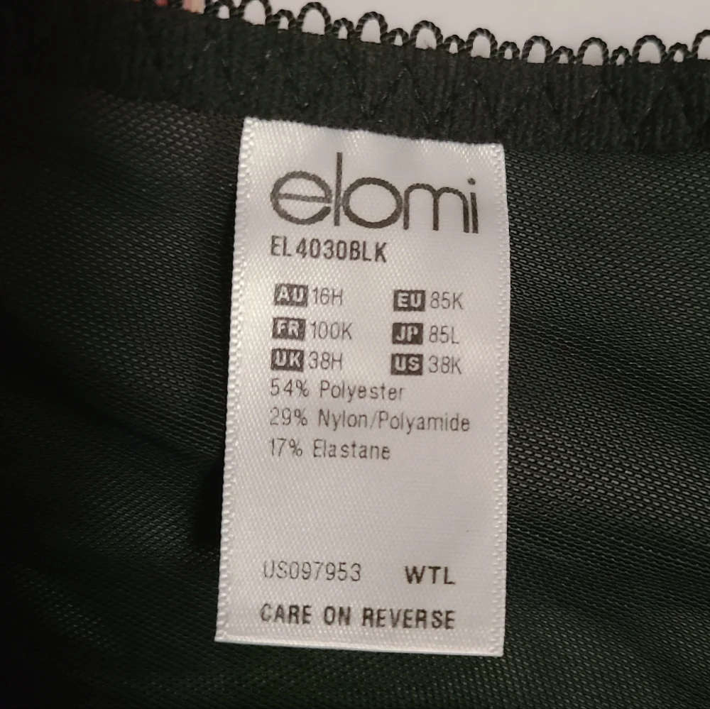 Elomi Cate Underwire Full Cup Banded Bra Black US 38K UK 38H